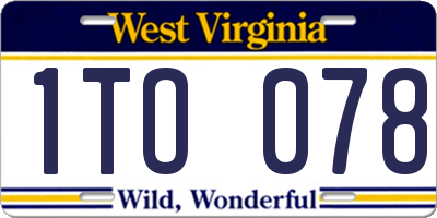 WV license plate 1TO078