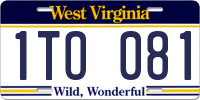 WV license plate 1TO081