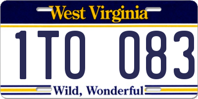 WV license plate 1TO083