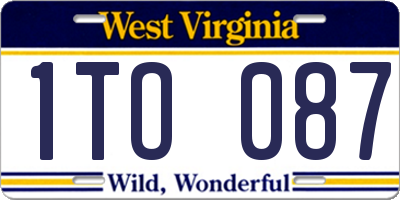 WV license plate 1TO087
