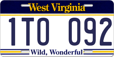 WV license plate 1TO092