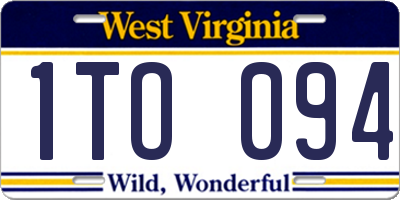 WV license plate 1TO094
