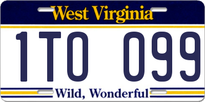 WV license plate 1TO099