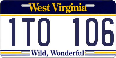 WV license plate 1TO106