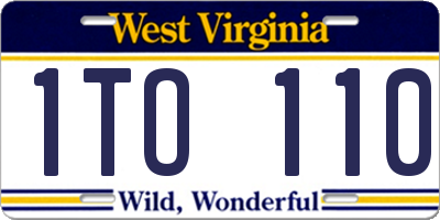WV license plate 1TO110