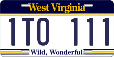 WV license plate 1TO111