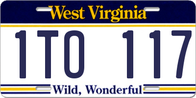 WV license plate 1TO117