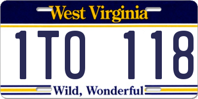 WV license plate 1TO118