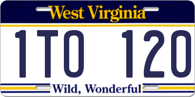 WV license plate 1TO120