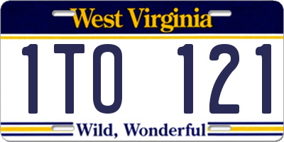 WV license plate 1TO121