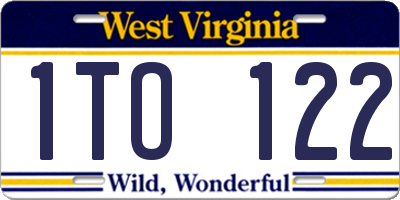 WV license plate 1TO122
