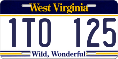 WV license plate 1TO125