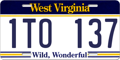 WV license plate 1TO137