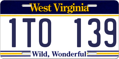 WV license plate 1TO139