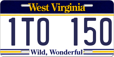 WV license plate 1TO150