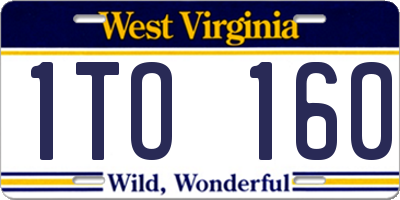WV license plate 1TO160