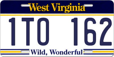WV license plate 1TO162