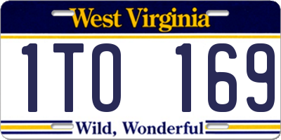 WV license plate 1TO169