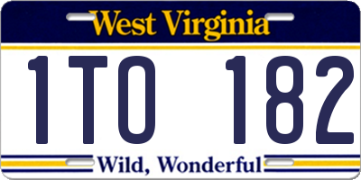 WV license plate 1TO182