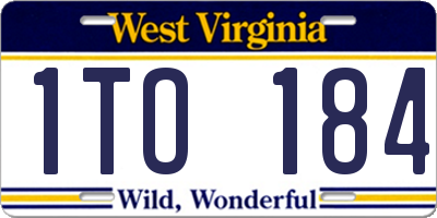 WV license plate 1TO184