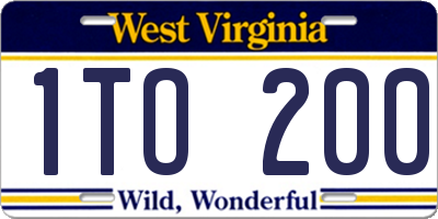 WV license plate 1TO200