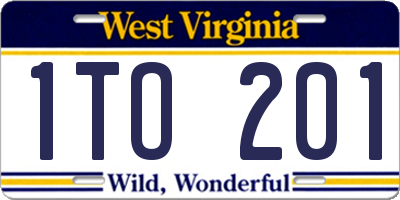 WV license plate 1TO201