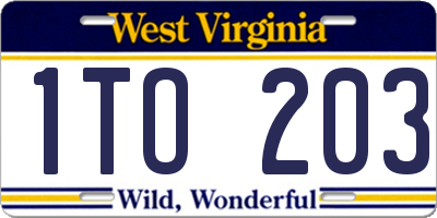 WV license plate 1TO203