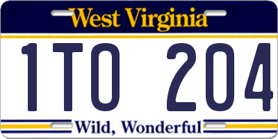 WV license plate 1TO204