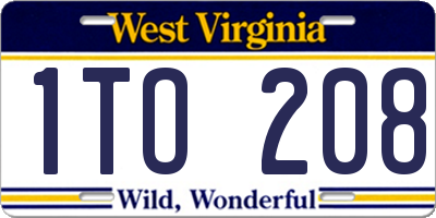 WV license plate 1TO208