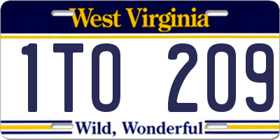 WV license plate 1TO209