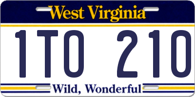 WV license plate 1TO210