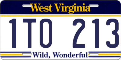 WV license plate 1TO213