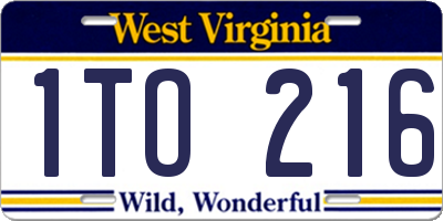 WV license plate 1TO216