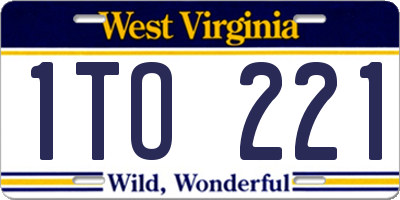 WV license plate 1TO221