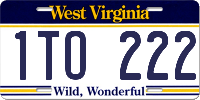 WV license plate 1TO222