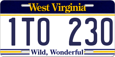 WV license plate 1TO230
