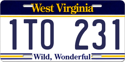 WV license plate 1TO231