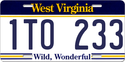 WV license plate 1TO233