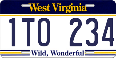 WV license plate 1TO234