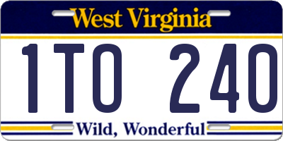 WV license plate 1TO240