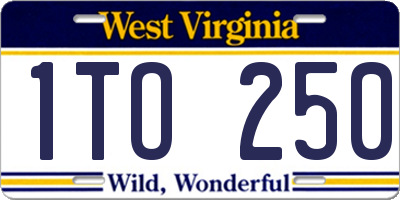 WV license plate 1TO250