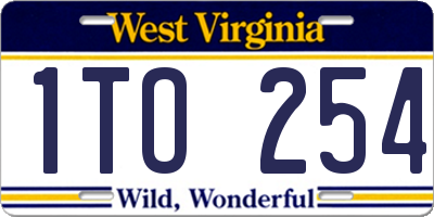 WV license plate 1TO254