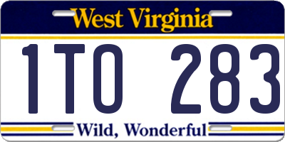 WV license plate 1TO283
