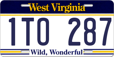 WV license plate 1TO287