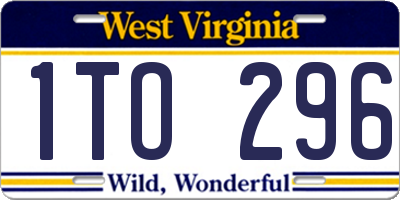 WV license plate 1TO296