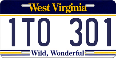 WV license plate 1TO301