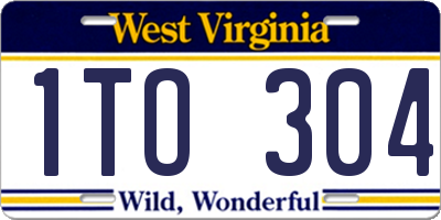 WV license plate 1TO304