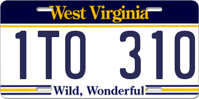 WV license plate 1TO310