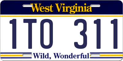 WV license plate 1TO311