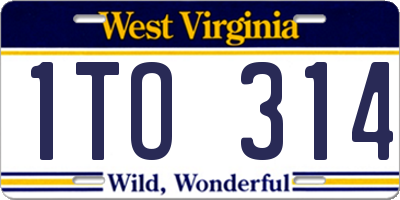 WV license plate 1TO314